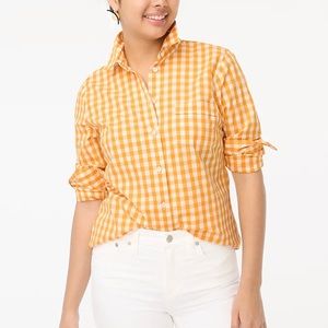 J. CREW ORANGE GINGHAM COTTON BLEND BUTTON DOWN SHIRT SIGNATURE FIT SIZE MEDIUM